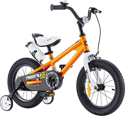 Royalbaby Freestyle kinderfiets voor jongens en meisjes, met hand- en terugtraprem, fiets, 12 inch, oranje
