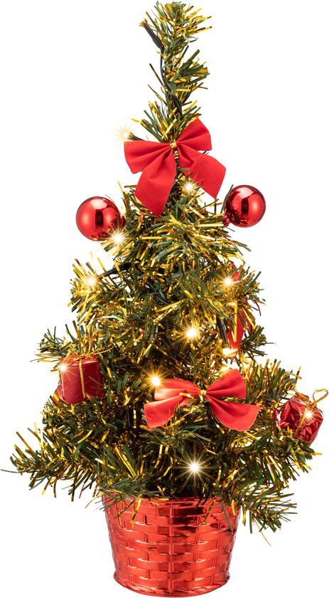 CASARIA Kunstkerstboom Mini - 36cm Leds-Kerstversiering USB - Pvc Groen