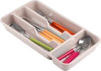 Plasticforte Bestekbak - 2x stuks - 4-vaks - taupe - 33 x 18 x 4 cm - bestekhouders