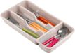 Plasticforte Bestekbak - 2x stuks - 4-vaks - taupe - 33 x 18 x 4 cm - bestekhouders