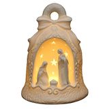 Dekohelden24 Led-windlicht Heilige Familie als bel in de kleur wit, L/B/H: 16 x 16 x 21,5 cm