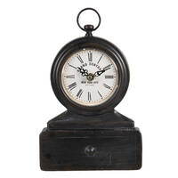 Clayre & Eef tafelklok 6kl0668 18*5*27 cm - zwart ijzer / glas