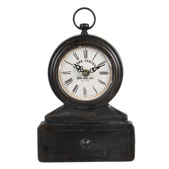 Clayre & Eef tafelklok 6kl0668 18*5*27 cm - zwart ijzer / glas