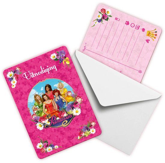 Folat Prinsessia Uitnodigingen - 8 stuks - Kinderfeestje - Meerkleurig