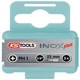 KS Tools 910.2201 1/4" RVS Bit PH1, 25mm, 5 per pak