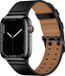 By Qubix - Leren Apple Watch bandje - Zwart met zwarte gesp - 38mm/40mm/41mm/42mm