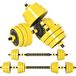 Mobliva Haltères et barre de 25 kg, kit d'haltères ergonomique 3 en 1 réglable, 12 disques, 2 barres courtes, 1 barre longue, jaune et noir