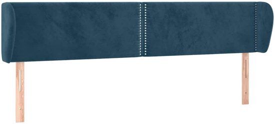 vidaXL Hoofdbord met randen 163x23x78/88 cm fluweel donkerblauw
