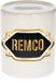 Bellatio Decorations Tirelire avec prénom Remco - blanc - avec emblème or/noir - 8 x 9 cm - céramique - avec bouchon - cadeau anniversaire