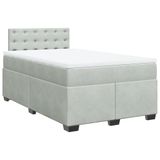 vidaXL Boxspringbed met matras, fluweel, lichtgrijs, 140x190 cm