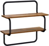 vidaXL - Wandplank - met - 2 - niveaus - Oud - hout - 60 - x - 24,5 - x - 61 - cm - Bewerkt - hout