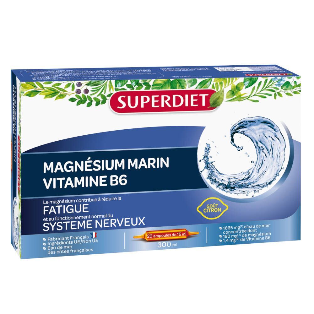 Superdiet Superdiet Magnesium van Zee Oorsprong + Vitamine B6 20x15 ml