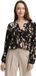 Tom Tailor T-shirt à manches longues pour femme, col en V, motif animal flou, Coton, taille S, noir
