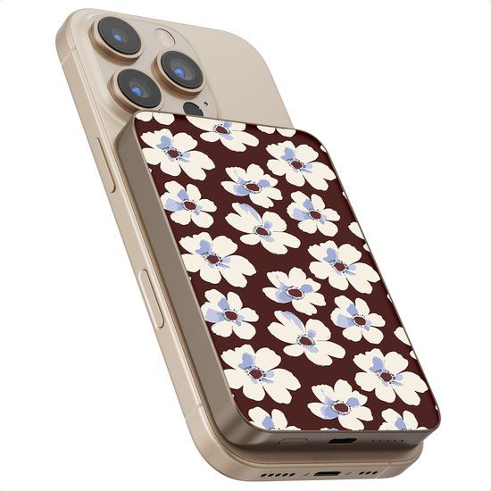 Selencia Powerbank 5.000 mAh - Draadloze Powerbank - Geschikt voor MagSafe en Qi - Desert Gold / Choco Flower Pop
