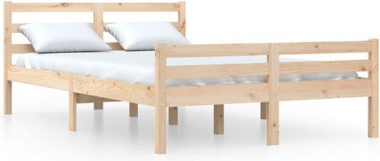 vidaXL Bedframe Massief Hout 160x200 cm Naturel