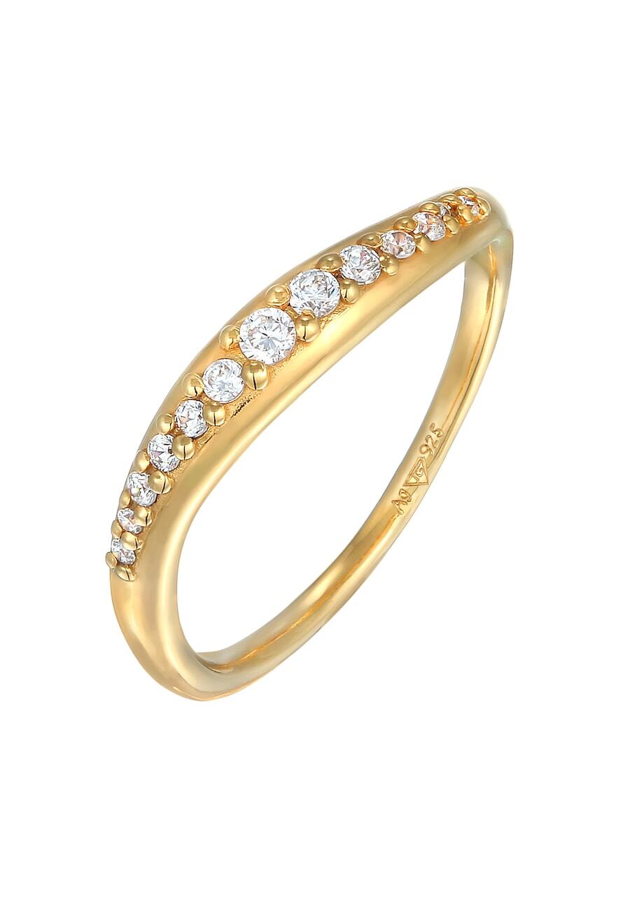 Elli Elli Elli Ring Dames Stack Curved Elegant met zirkonia kristallen in 925 sterling zilver Ringen
