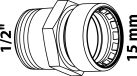 KIRCHHOFF MS raccord de surverse, blanc, 15 mm x 1/2"BU, 1 manchon, (S243g)