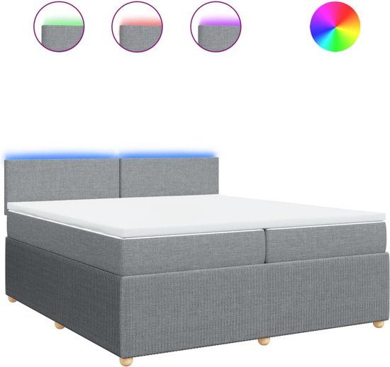 vidaXL Boxspring met matras stof lichtgrijs 200x200 cm