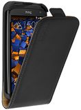 mumbi Echt leren flip case compatibel met HTC Desire 500 hoes lederen tas case wallet, zwart