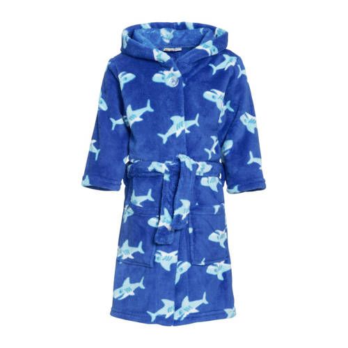 Playshoes fleece badjas Shark - blauw/lichtblauw