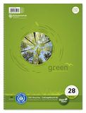 Staufen Green Collegeblok - DIN A4, liniatuur 28 (5 mm geruit met randlijnen), 80 vellen, 4-voudige gaten, premium wit 70g/m² gerecycled papier, 1 stuk