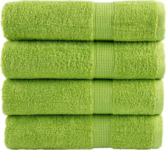 vidaXL Badhanddoeken SOLUND 4 stuks appelgroen 600 g/m² 70x140 cm Katoen