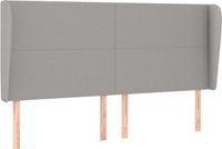 vidaXL Hoofdbord met randen stof lichtgrijs 163x23x118/128 cm