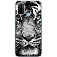 Oppo Bedrukt siliconen hoesje compatibel met Oppo A53S Tigre blanc et noir