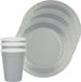 Santex feest/verjaardag servies set - 20x gebaksbordjes en bekertjes - zilver - karton