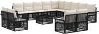 vidaXL Tuinbank Set 14 st Zwart en Crème Wit poly rattan