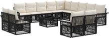 vidaXL Banc de jardin 14 pièces noir et crème blanc poly rotin
