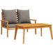 Ensemble de jardin en bois d'acacia massif avec coussin