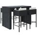 VidaXL Ensemble de bar de jardin 5 pièces avec coussins, noir, polyrotin
