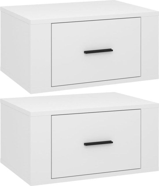 vidaXL Nachtkastjes - Set van 2 - Wandgemonteerd - Hoogglans Wit