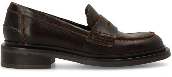 Manfield Dames Bruine leren loafers Maat 40