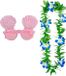 Merkloos Tropische Hawaii party accessoires set - schelpen zonnebril - en bloemenkrans groen/blauw - voor Adultes