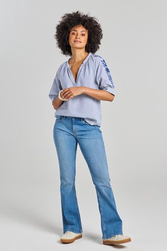 DIDI Dames Flared denim pants Denim mid blue maat 48