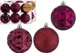 Krist+ Gedecoreerde Kerstballen - 18x Stuks - Wijn Rood/Bordeaux - Kunststof - 7 cm