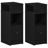 VidaXL Nachtkastjes 2 stuks met lade Zwart 25x31x66 cm