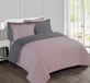 TRANKIELO® - Ensemble de literie réversible bicolore 140 x 200 cm - 100% coton - Gris/Rose - 1 taie d'oreiller 65 x 65 cm