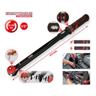 KS Tools 1/2" ERGOTORQUE® precisie ratel momentsleutel - 20-100 Nm