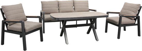 SenS-Line Donna loungeset Antraciet 5 zitplekken Stoel-bank loungeset 3 zitsbank met fauteuil