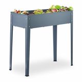 Relaxdays moestuinbak op poten, metaal, smalle kruidenbak, voor tuin, grijs | balkon & terras, HxBxD: 80 x 86 x 40,5 cm