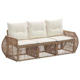 vidaXL Tuinbankenset 3 st Beige en Crème Wit poly rattan