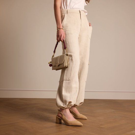 No Stress Dames Beige Suède Slingbacks Maat 40