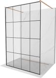 Mexen Kioto douchewand 150 x 200 cm, zwart rooster 8 mm, geborsteld koper