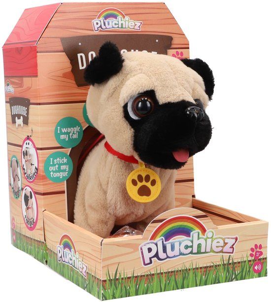 Pluchiez Knuffel Franse Bulldog Frankie met blaf en uitlaten