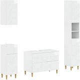 vidaXL - 4-delige - Badkamerkast - Set - DELFT - Hoogglans - Wit - Bewerkt - hout
