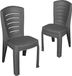 Garronda 3x Tuinstoel, stapelbaar, rotanlook, antraciet, GD-0270