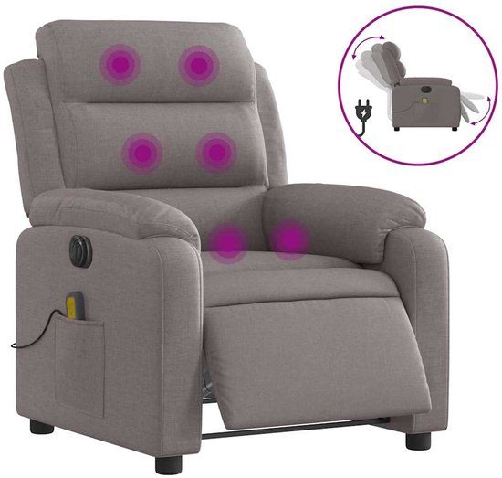 vidaXL Massagestoel elektrisch verstelbaar stof taupe